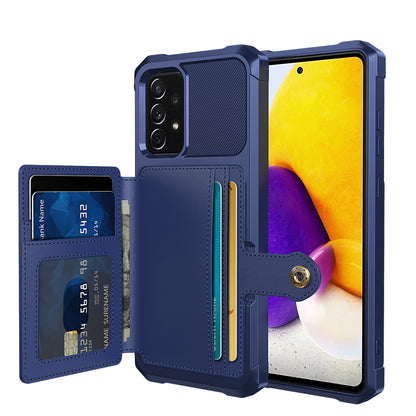 Built-in Metal Magnetic Iron Stand Galaxy A53 TPU Cover with Leather Card Holder Buckle