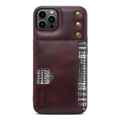 Waxed Cowhide Leather iPhone 14 Pro Max Willow Nail Cover Horizontal Card Slot