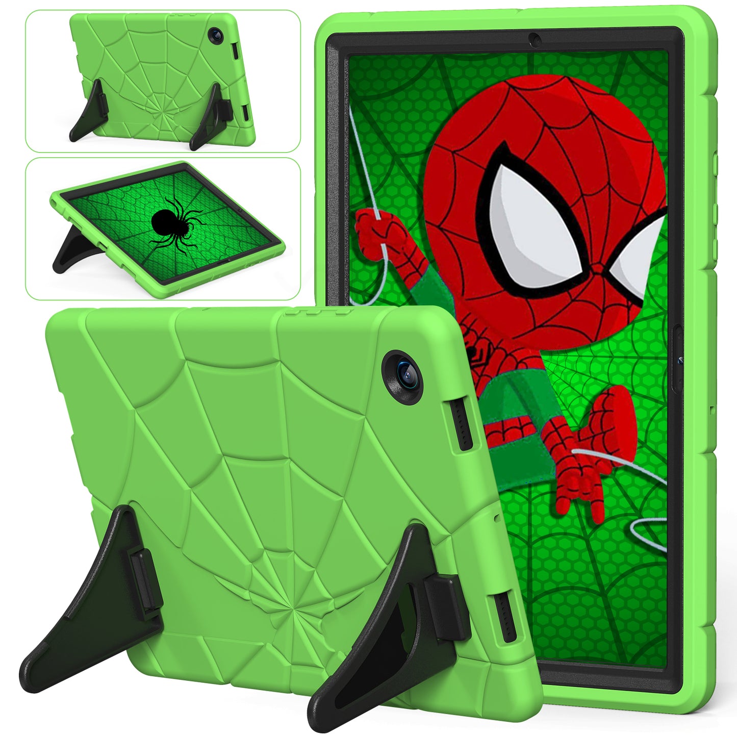 Spider Eye Galaxy Tab A8 Shockproof Case Silicone PC Case Kids Built-in Kickstand