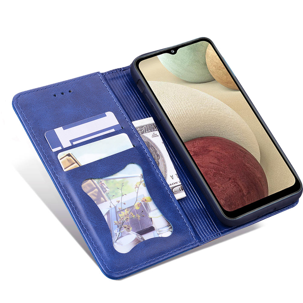 Business Stitching Galaxy A22e Leather Case Homochromatic Retro Wallet Stand