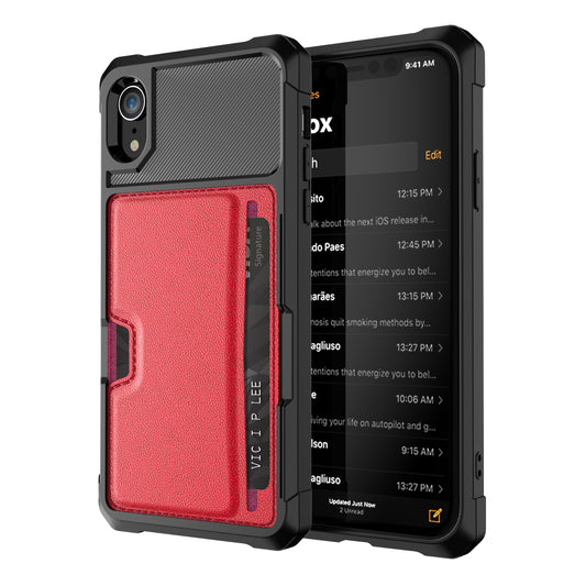 Car Magnetism iPhone XR TPU Cover with Leather Card Holder Slim