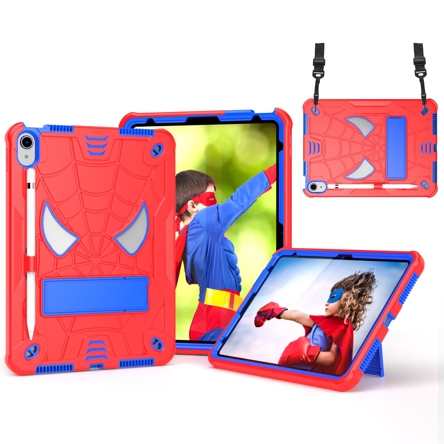 Spider-Man iPad 10 Shockproof Case Rugged Detachable Shoulder Strap