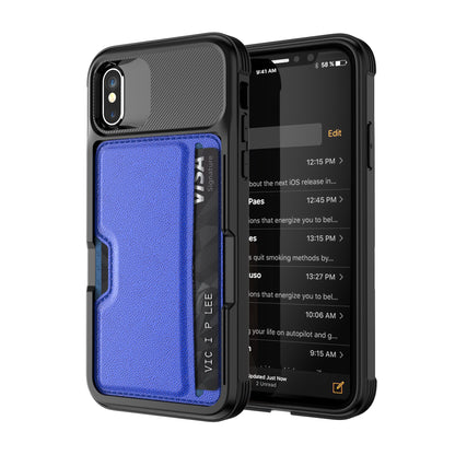 Car Magnetism iPhone X Xs TPU Cover with Leather Card Holder Slim