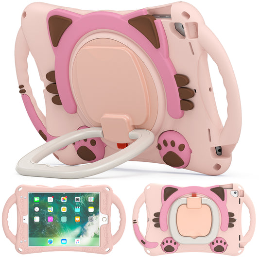 Stereoscopic Cat iPad Air 2 Silicone Case Kids Safe Rotating Folding Handle Grip