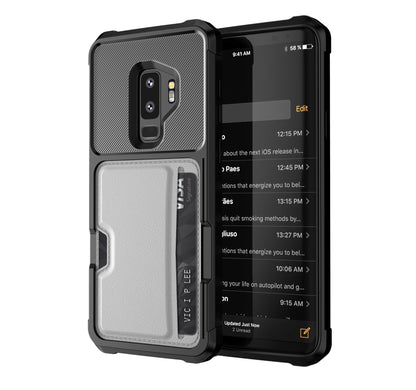 Car Magnetism Galaxy S9+ TPU Cover with Leather Card Holder Slim