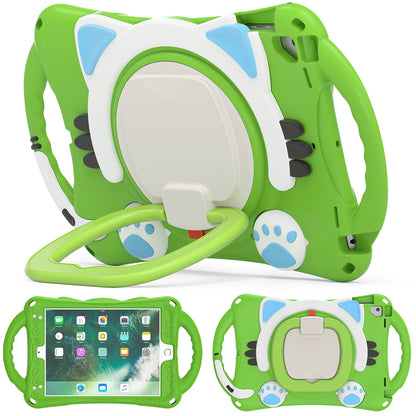 Stereoscopic Cat iPad Air 2 Silicone Case Kids Safe Rotating Folding Handle Grip