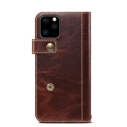 Waxed Cowhide Leather iPhone 11 Pro Magnetic Buckle Case Wallet Stand