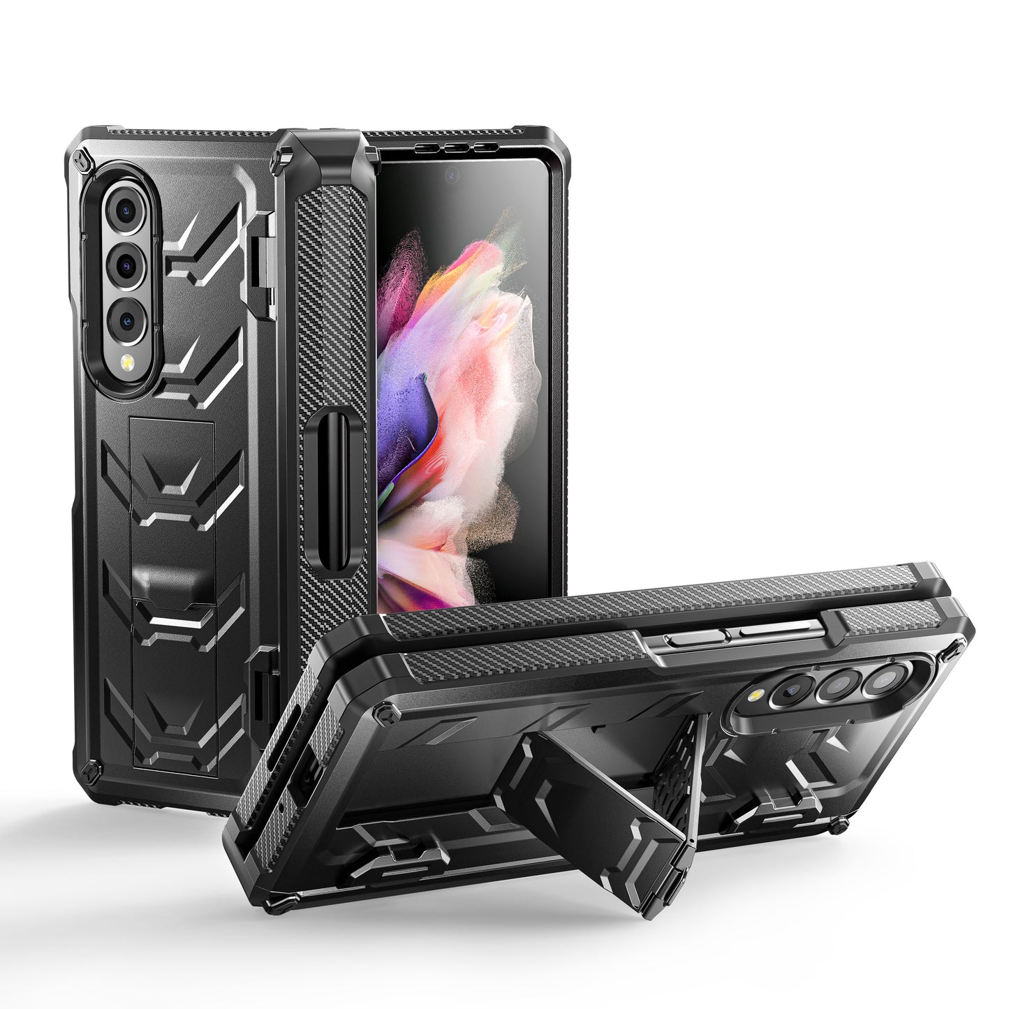 Mech King Galaxy Z Fold3 Case Full-Body Rugged Protection Mul-angele Kicktand