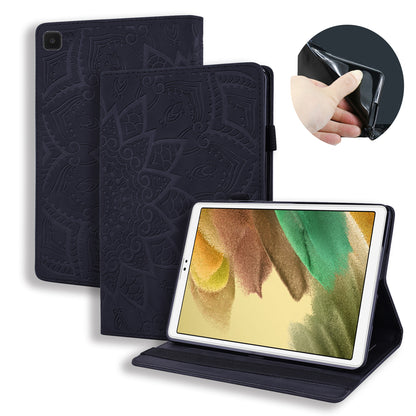 Double Hem Galaxy Tab A7 Lite Leather Case Embossing Sunflower Wallet Foldable Stand