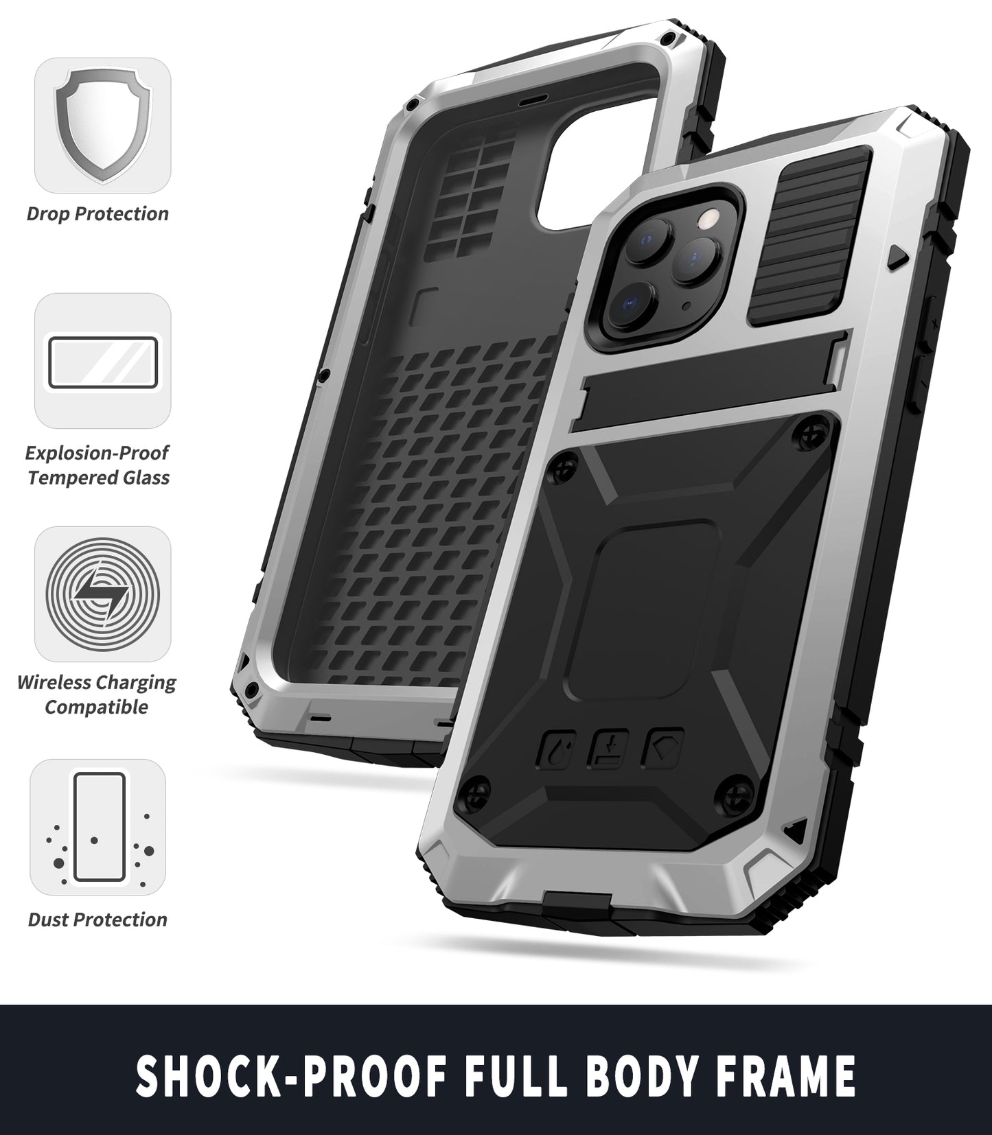 Metal Vajra iPhone 12 Case Shockproof Stand Strap Outdoor Sports Full Protection