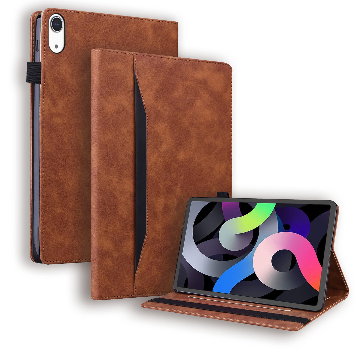 Business Stitching iPad 10 Leather Case Homochromatic Retro Wallet Stand