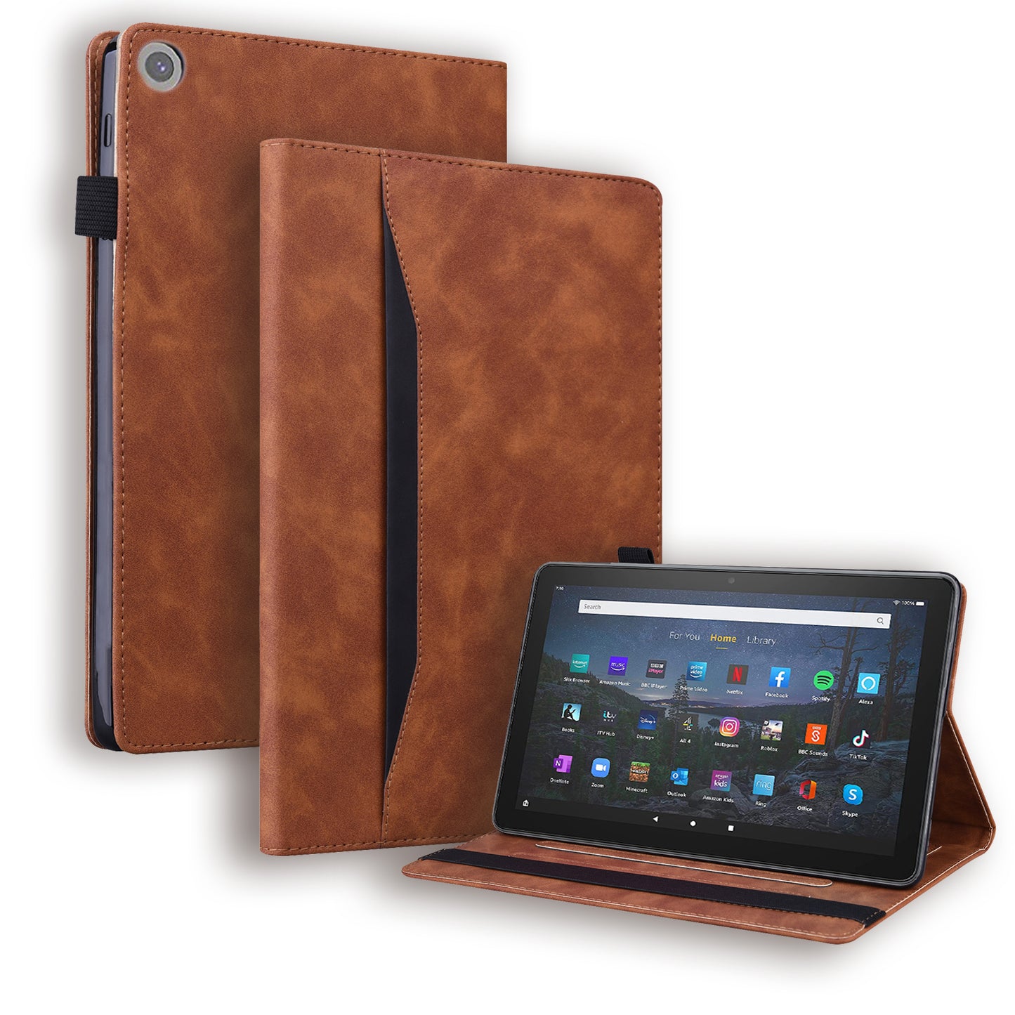 Business Stitching Kindle Fire HD10 (2017) Leather Case Retro Wallet Stand