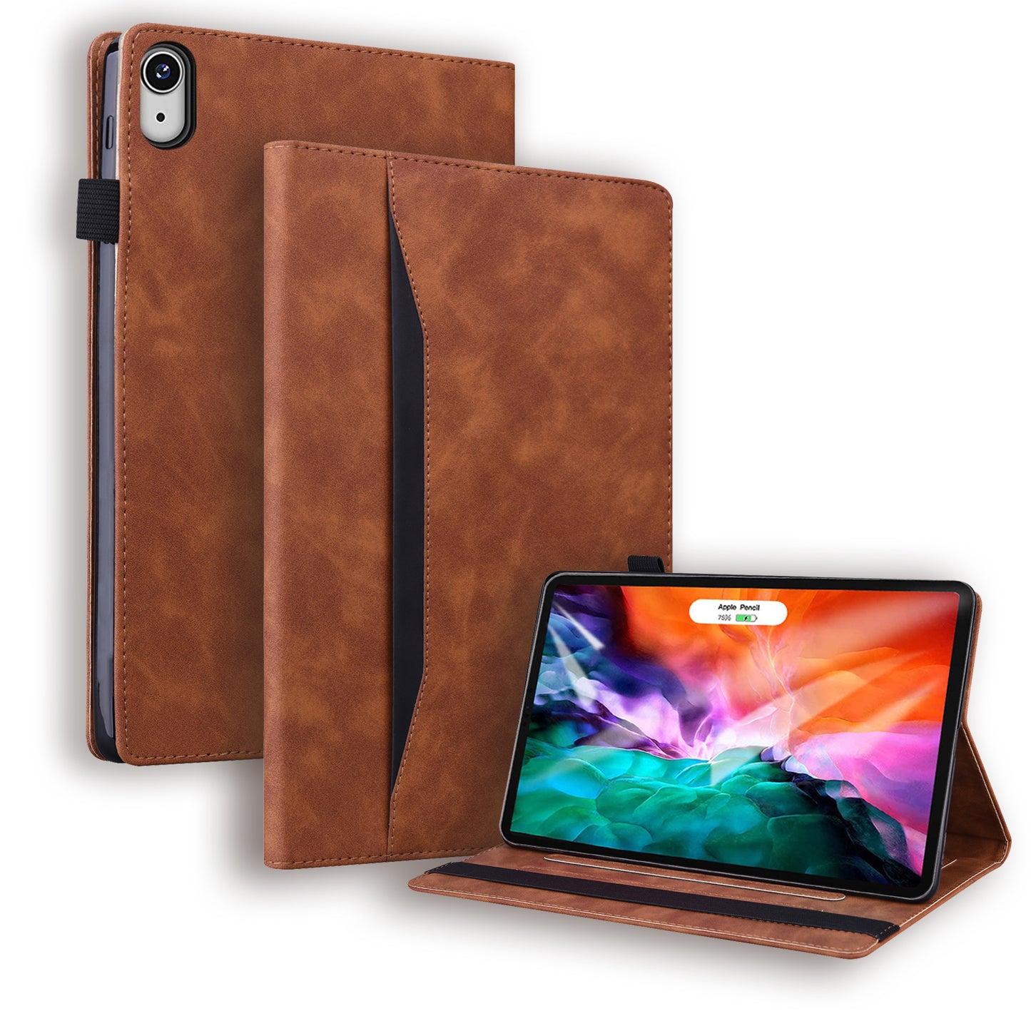 Business Stitching iPad Mini 6 Leather Case Homochromatic Retro Wallet Stand