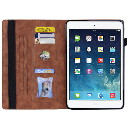 Business Stitching iPad 8 Leather Case Homochromatic Retro Wallet Stand