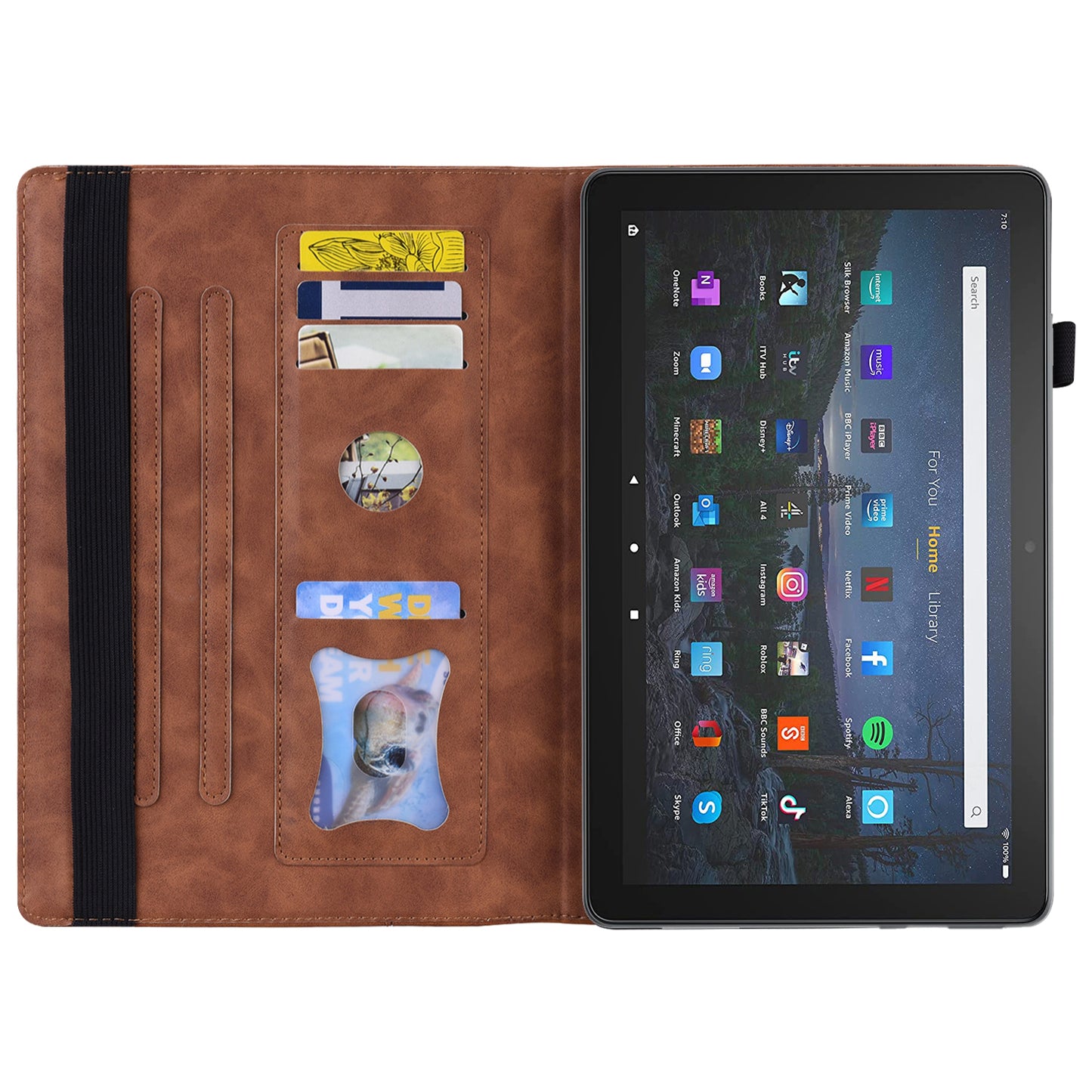 Business Stitching Kindle Fire HD8 (2017) Leather Case Retro Wallet Stand