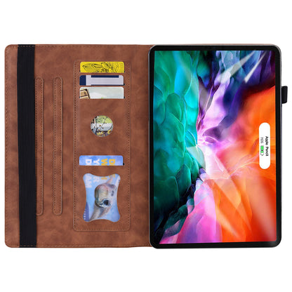 Business Stitching iPad Pro 12.9 (2022) Leather Case Homochromatic Retro Wallet Stand