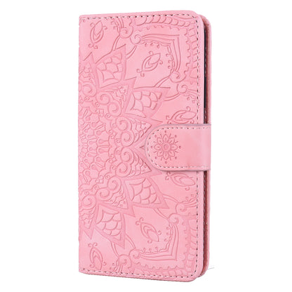 Double Hem Galaxy A71 Leather Case Embossing Sunflower Wallet Foldable Stand