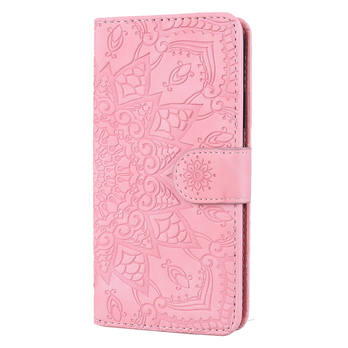 Double Hem Galaxy A30 Leather Case Embossing Sunflower Wallet Foldable Stand