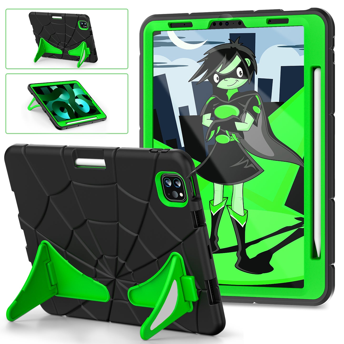 Spider Eye iPad Air 4 Shockproof Case Silicone PC Case Kids Safe Built-in Kickstand