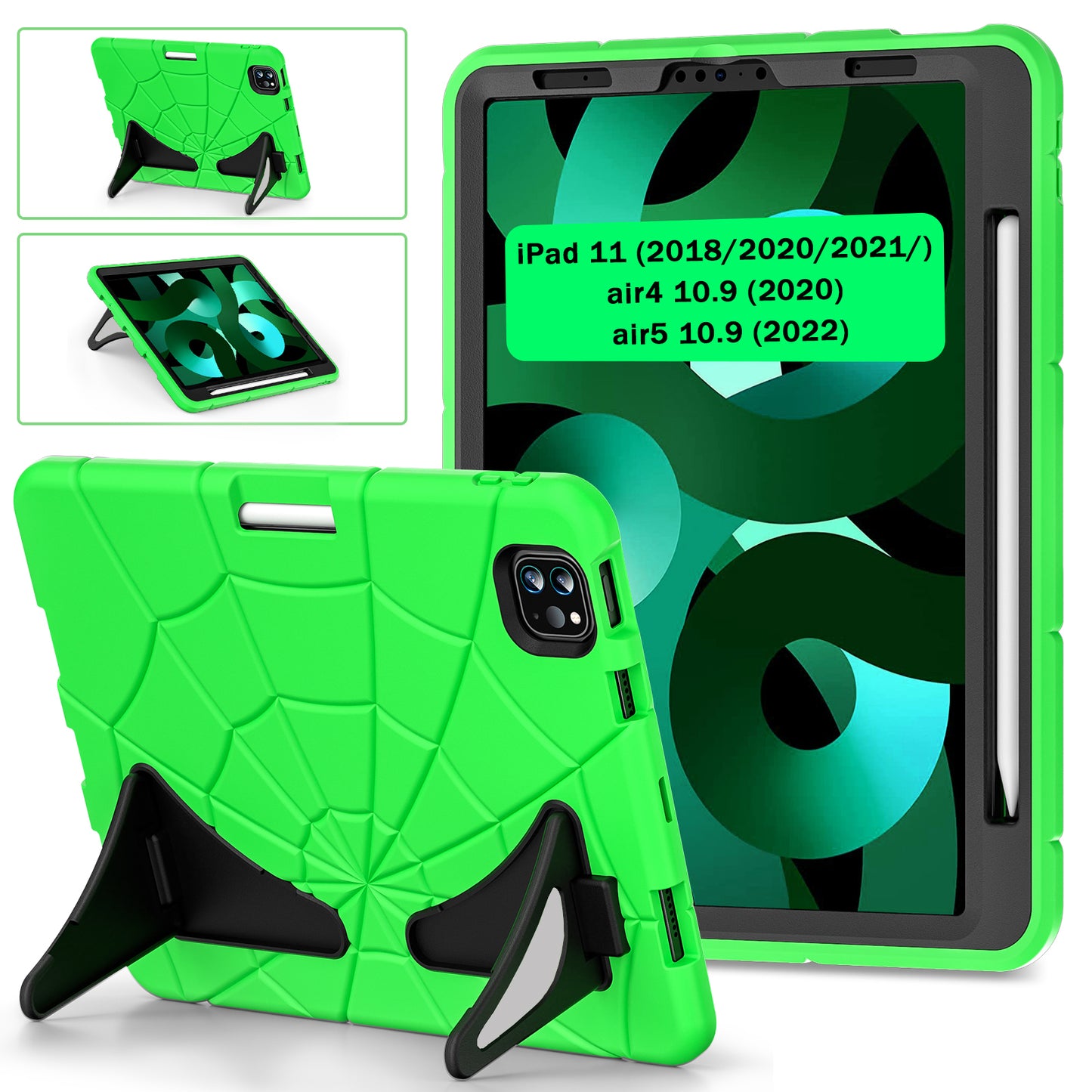 Spider Eye iPad Pro 11 (2022) Shockproof Case Silicone PC Case Kids Built-in Kickstand