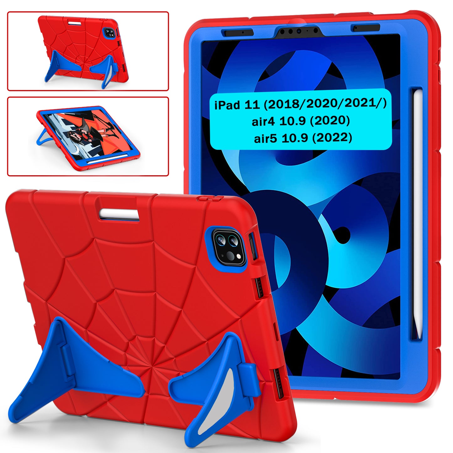 Spider Eye iPad Pro 11 (2022) Shockproof Case Silicone PC Case Kids Built-in Kickstand