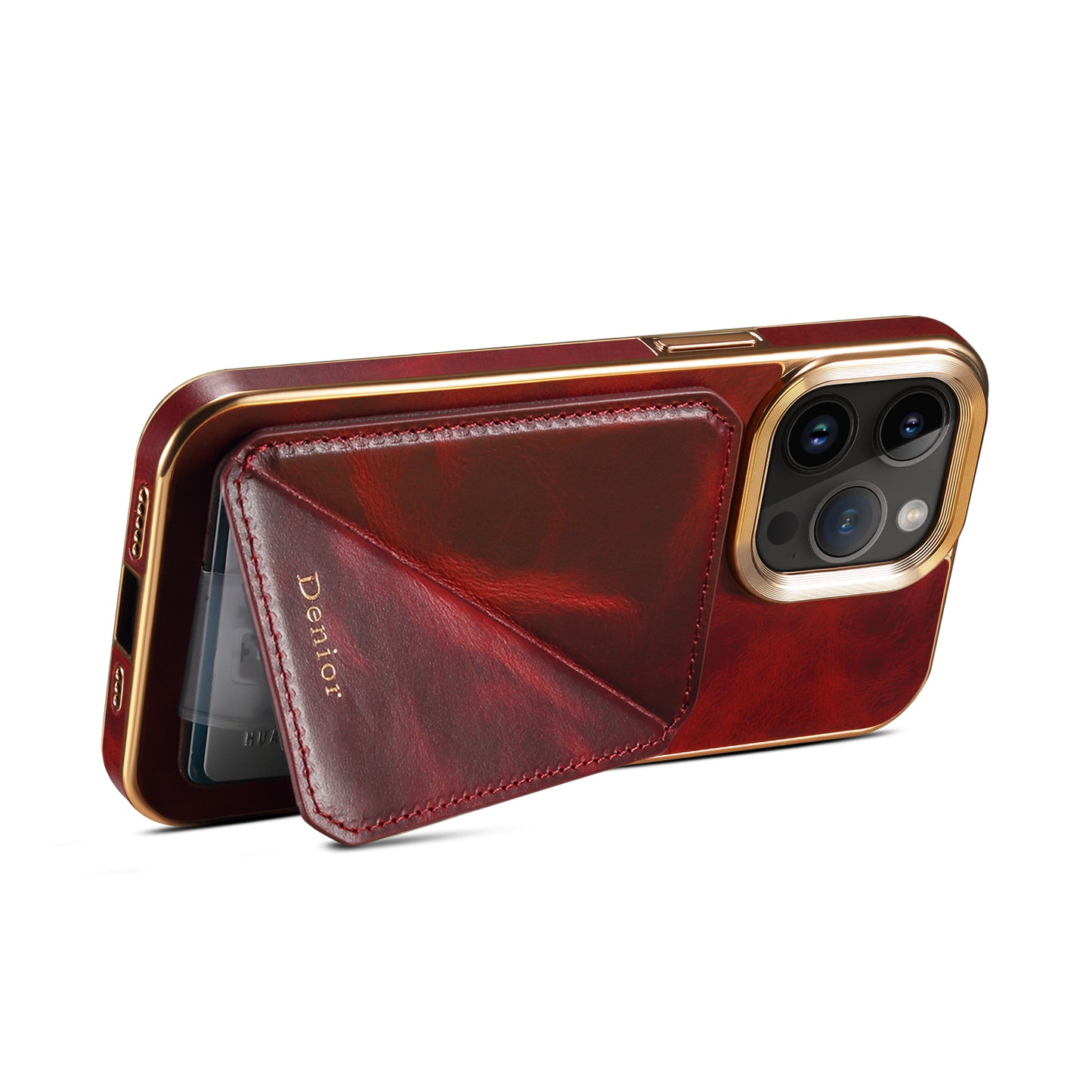 Waxed Cowhide Leather iPhone 13 Pro Transformers Cover Verticle Horizontal Kickstand