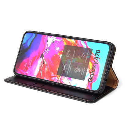 PU Leather Galaxy A70 Flip Case Wallet Stand Texture Deluxe