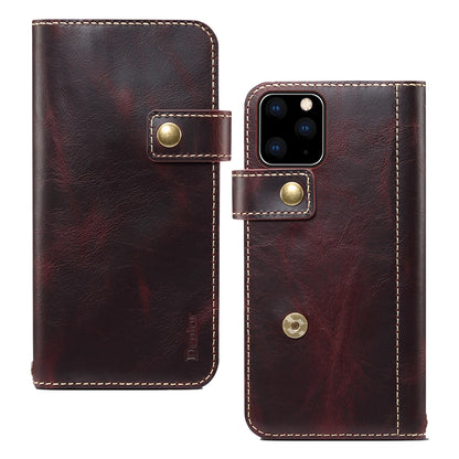 Waxed Cowhide Leather iPhone 11 Pro Magnetic Buckle Case Wallet Stand