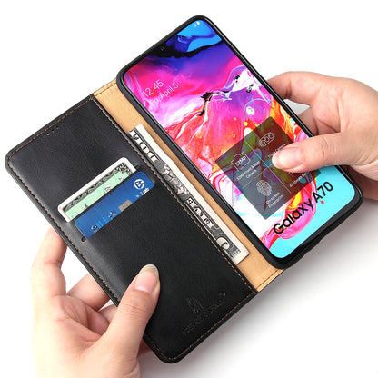 PU Leather Galaxy A70 Flip Case Wallet Stand Texture Deluxe