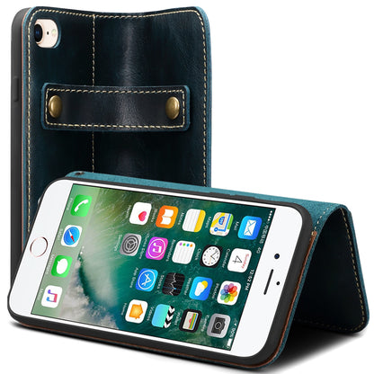 Waxed Cowhide Leather iPhone SE 2022 Magnetic Buckle Case Wallet Stand