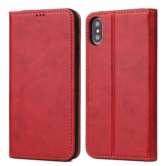 PU Leather iPhone Xs Max Flip Case Wallet Stand Texture Deluxe