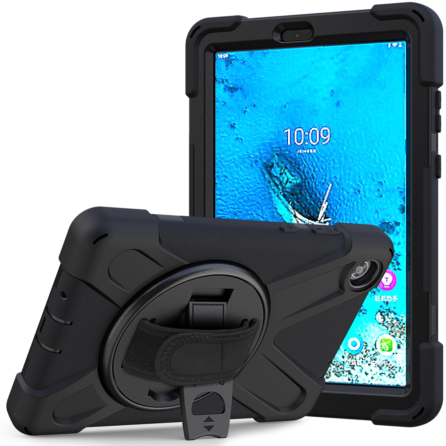 Pirate King Lenovo Tab M8 (2019) Case 360 Rotating Stand Holder Shoulder Strap