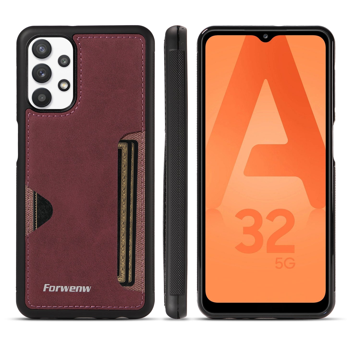 Insert Card Slot Galaxy A23 Leather Cover TPU Back Slim Shell