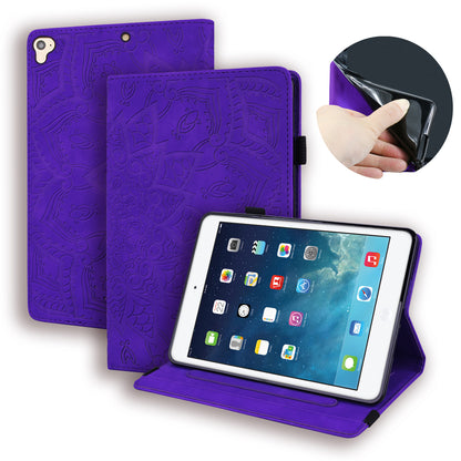 Double Hem iPad Air 2 Leather Case Embossing Sunflower Wallet Foldable Stand