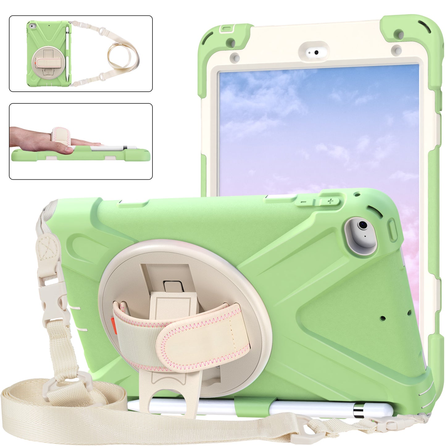 Pirate King iPad Mini 4 Case 360 Rotating Stand with Hand Holder Shoulder Strap