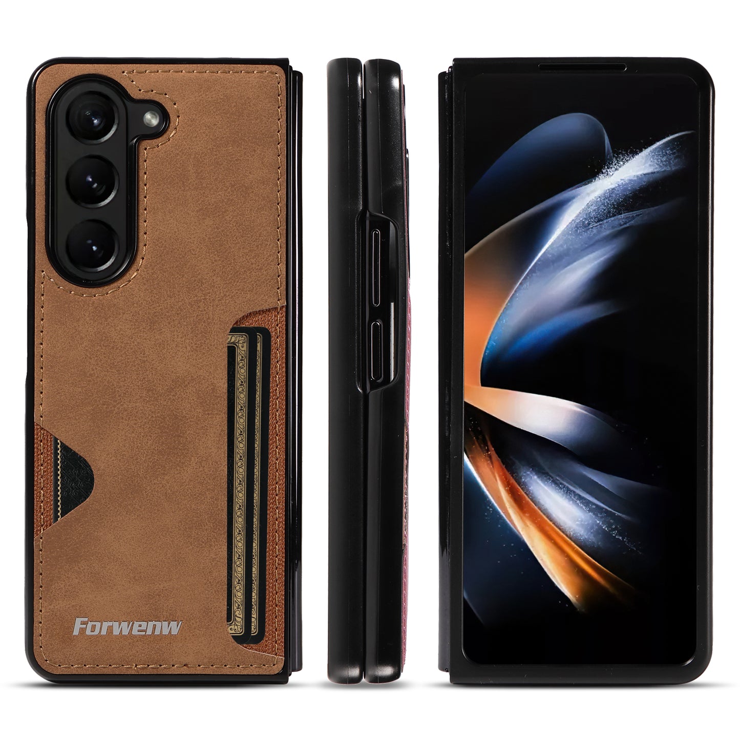 Insert Card Slot Galaxy Z Fold4 Leather Cover TPU Back Slim Shell