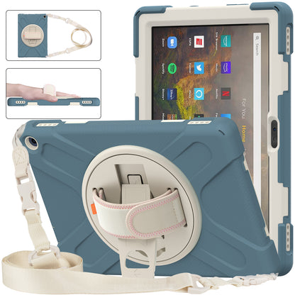 Pirate King Amazon Kindle Fire HD 10 Plus (2021) Case 360 Rotating Stand with Hand Holder Shoulder Strap