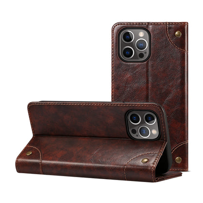 Baroque iPhone 12 Pro Leather Case Magtic Flip Wallet Stand Business RFID