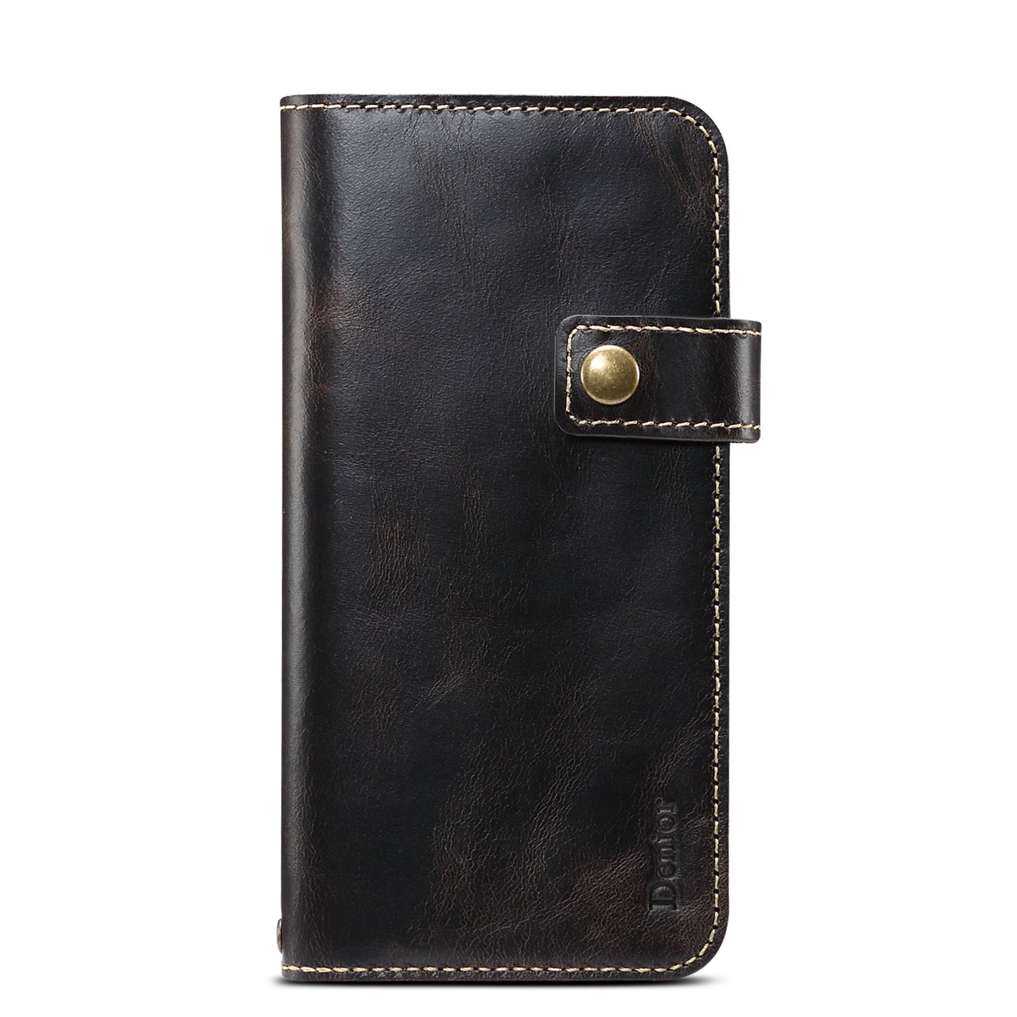 Waxed Cowhide Leather iPhone 12 Mini Magnetic Buckle Case Wallet Stand