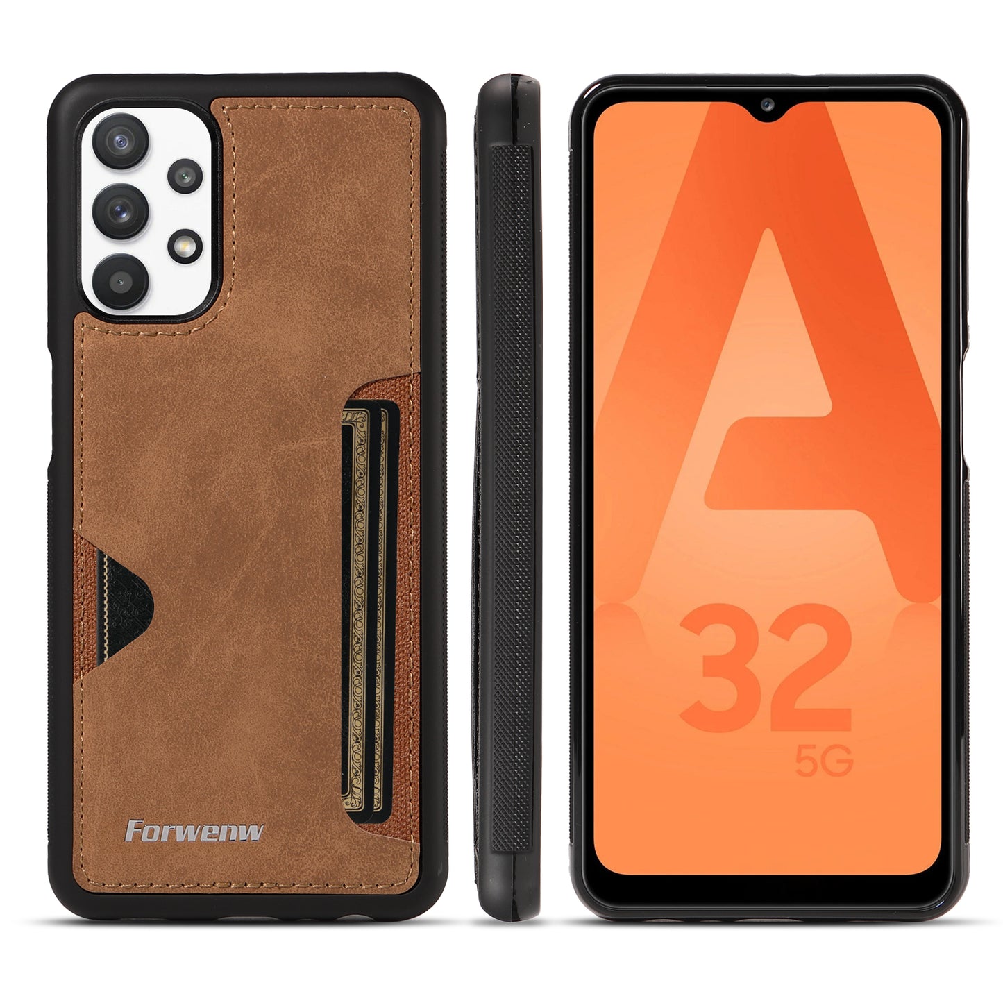 Insert Card Slot Galaxy A23 Leather Cover TPU Back Slim Shell