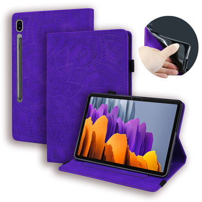 Double Hem Galaxy Tab S9 Ultra Leather Case Embossing Sunflower Wallet Foldable