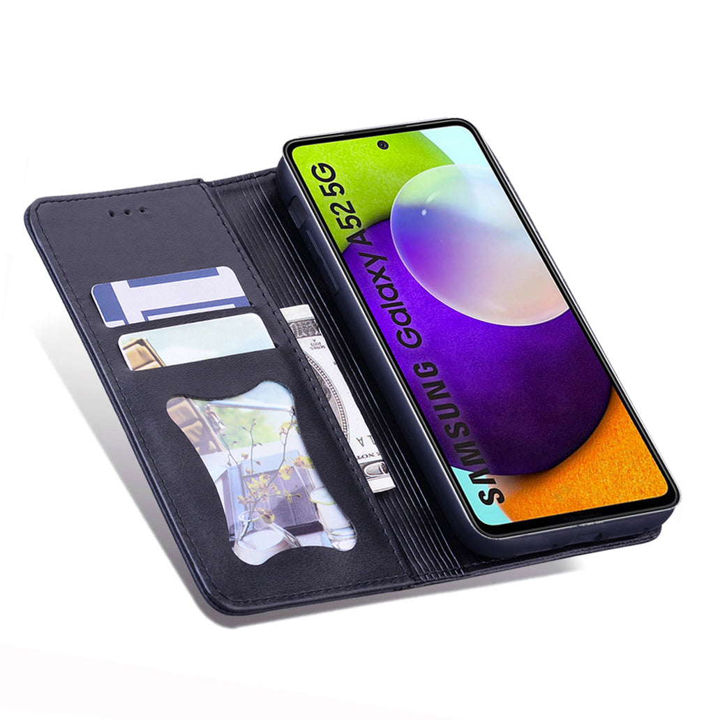 Business Stitching Galaxy A04e Leather Case Homochromatic Retro Wallet Stand