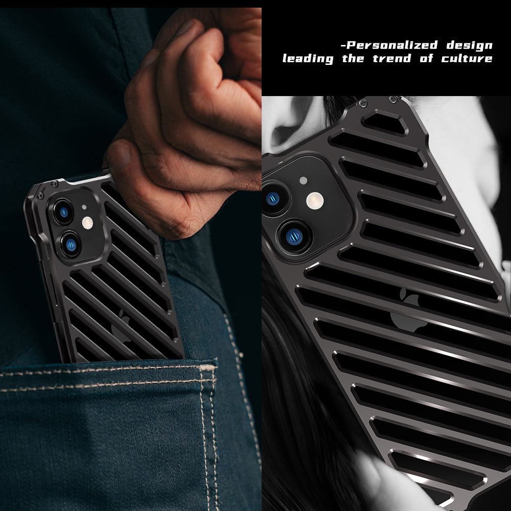 Armor Hollow iPhone 12 Metal Cover Strong Anti-fall Built-in Protective Layer Silicone
