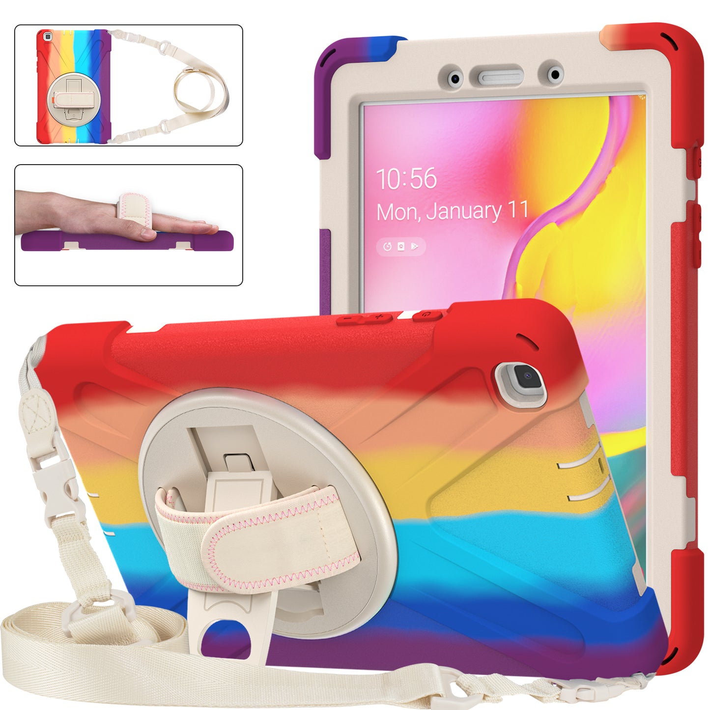 Pirate King Galaxy Tab A 8.0 (2019) Case 360 Rotating Stand Shoulder Strap