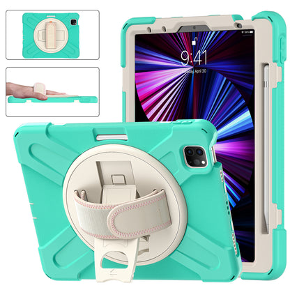 Pirate King iPad Pro 11 (2021) Case 360 Rotating Stand with Hand Holder Shoulder Strap