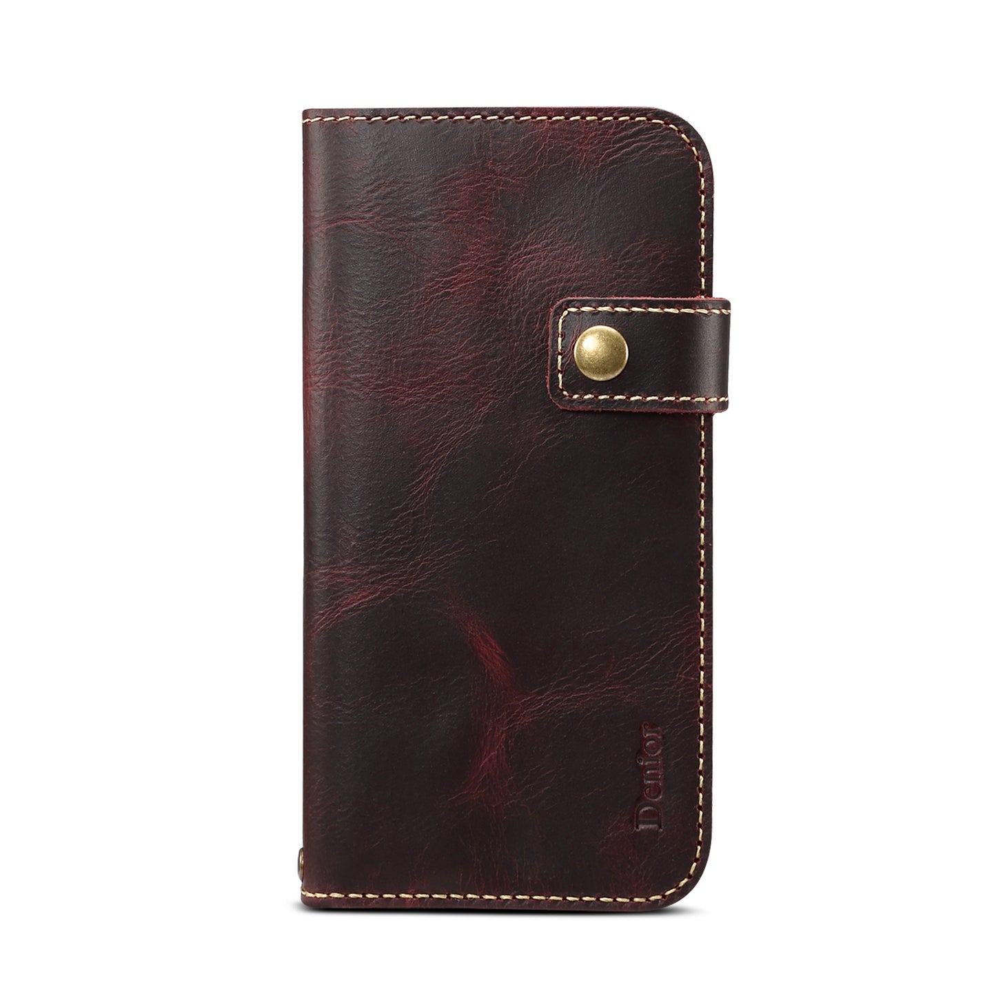 Waxed Cowhide Leather iPhone SE 2022 Magnetic Buckle Case Wallet Stand