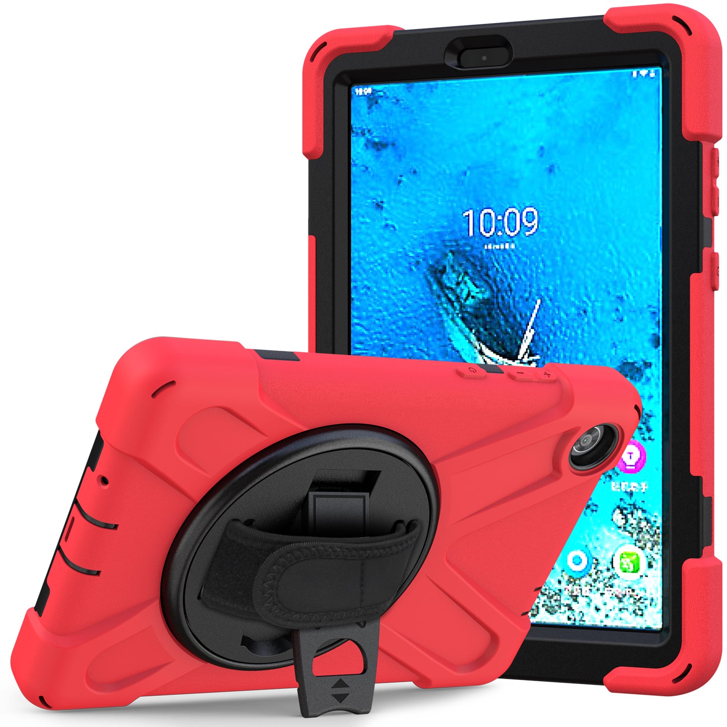 Pirate King Lenovo Tab M8 (2019) Case 360 Rotating Stand Holder Shoulder Strap