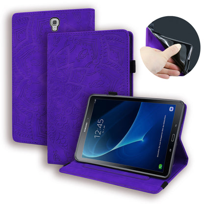 Double Hem Galaxy Tab A 10.5 (2019) Leather Case Embossing Sunflower Wallet Foldable Stand