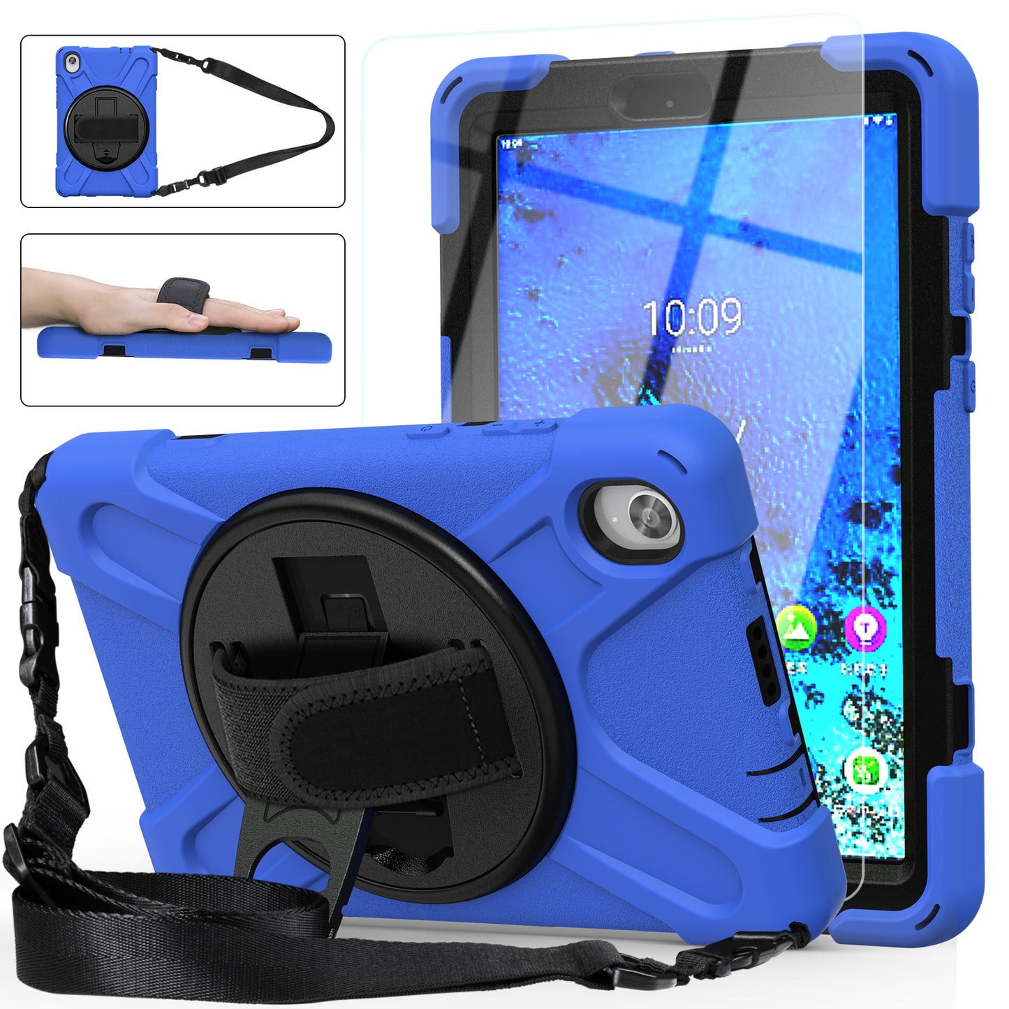 Pirate King Lenovo Tab M8 (2020) Case 360 Rotating Stand Holder Shoulder Strap