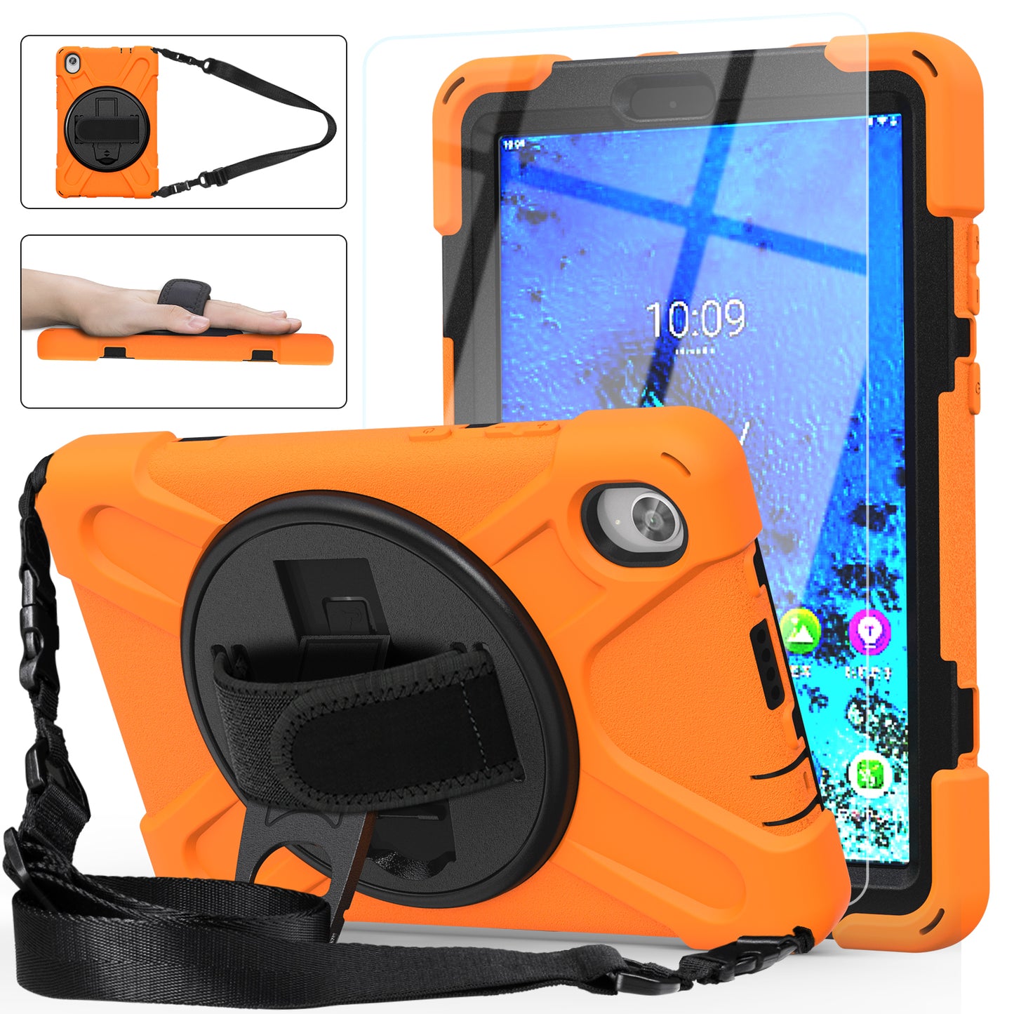 Pirate King Lenovo Tab M8 (2020) Case 360 Rotating Stand Holder Shoulder Strap